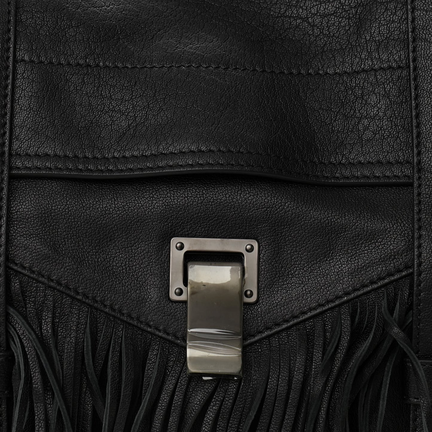 Lambskin Tiny Fringe Lux PS1 Satchel Black