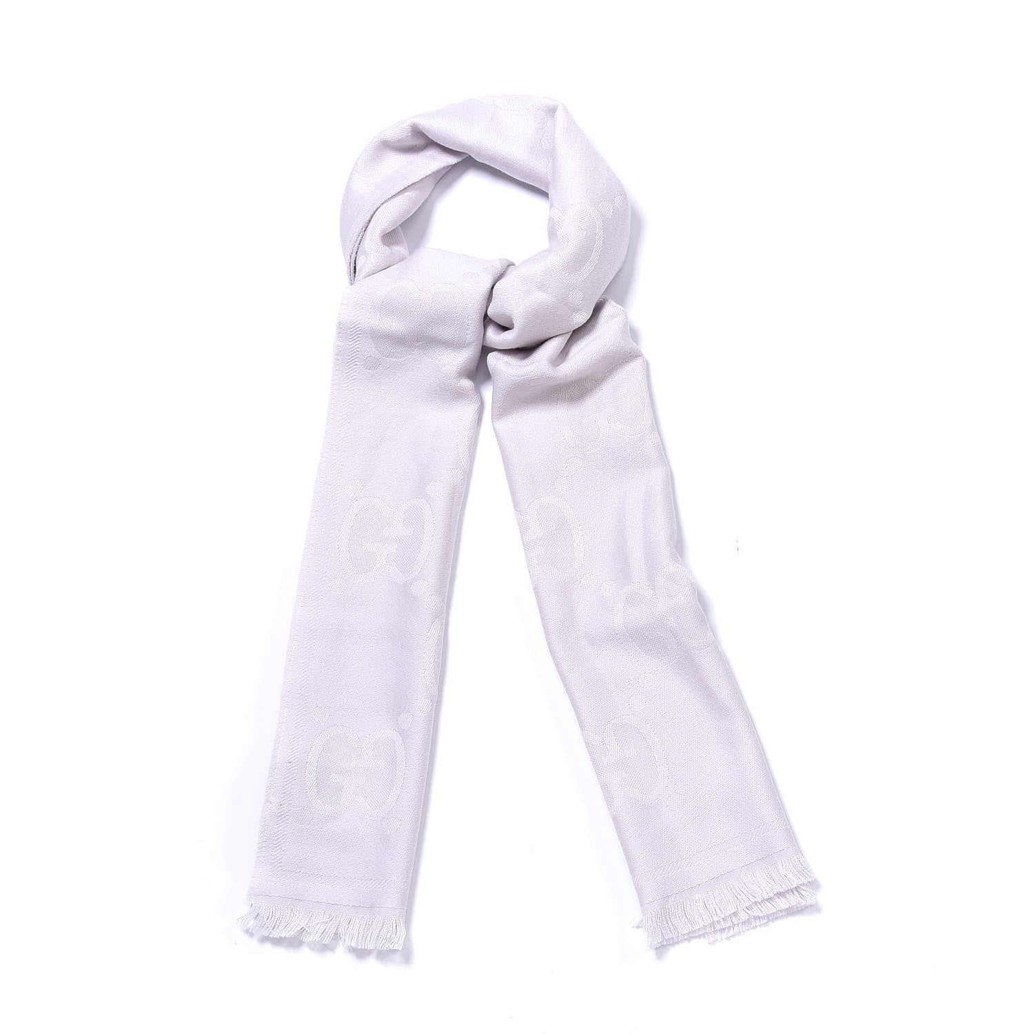 Gucci Wool Silk Jacquard GG Monogram Scarf Pearl 4 of 4
