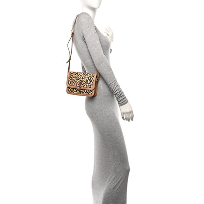 Saint Laurent Calfskin Hair Leopard Print Small Solferino Satchel Dust White 2 of 14