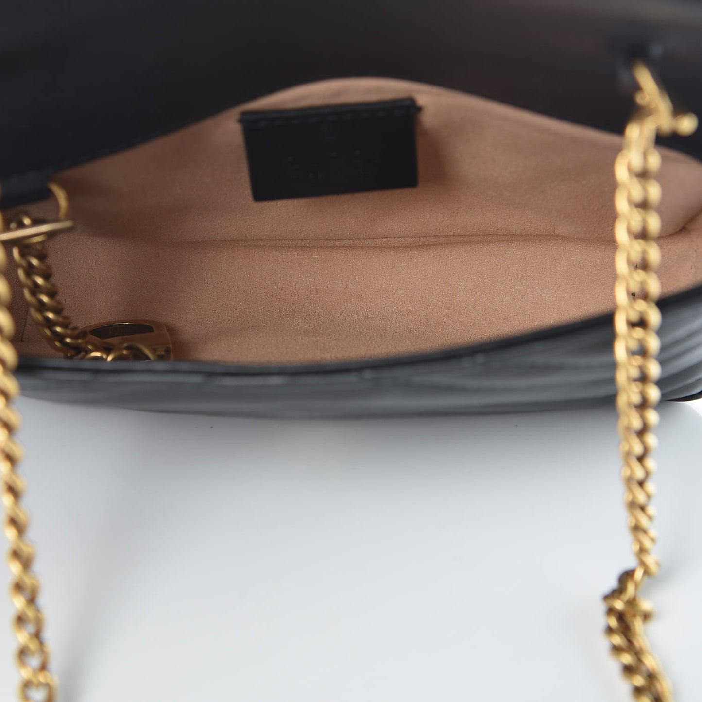 Calfskin Matelasse Super Mini GG Marmont Shoulder Bag Black