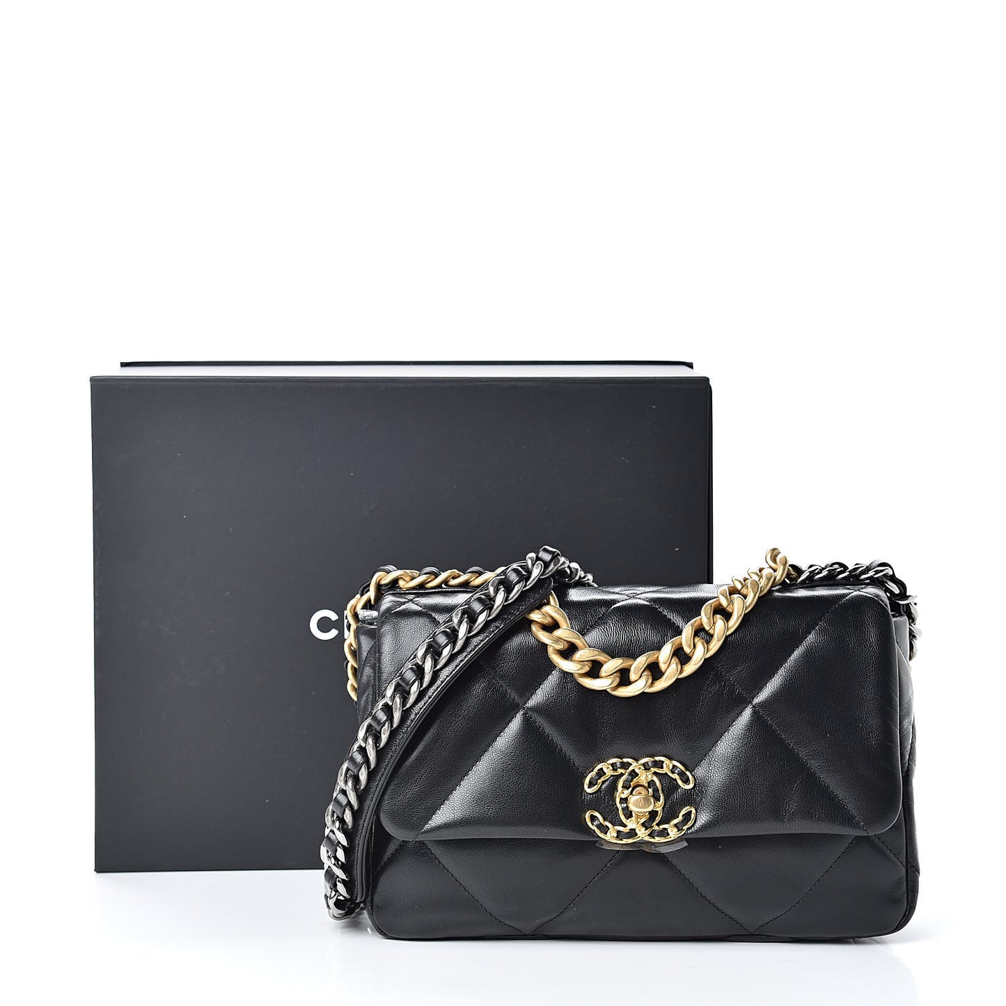 Lambskin Quilted Medium 19 Flap Black