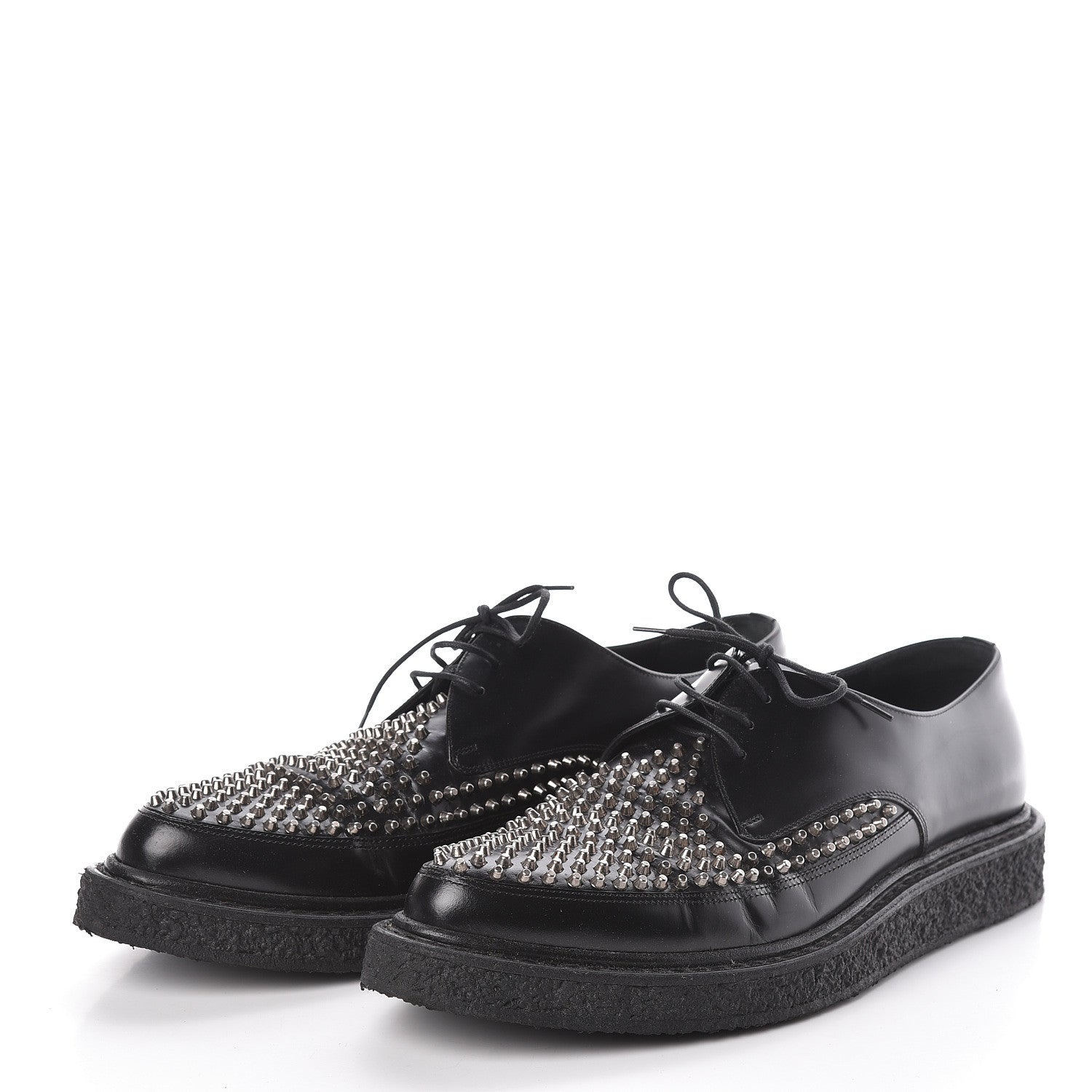 Saint Laurent Calfskin Studded Mens Creepers 45 Black 3 of 7