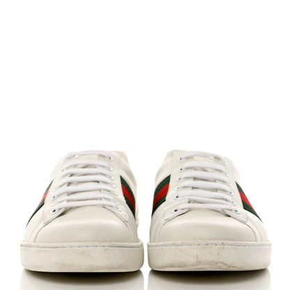 Gucci Calfskin Crocodile Web Mens Ace Sneakers 9.5 White Green 2 of 10