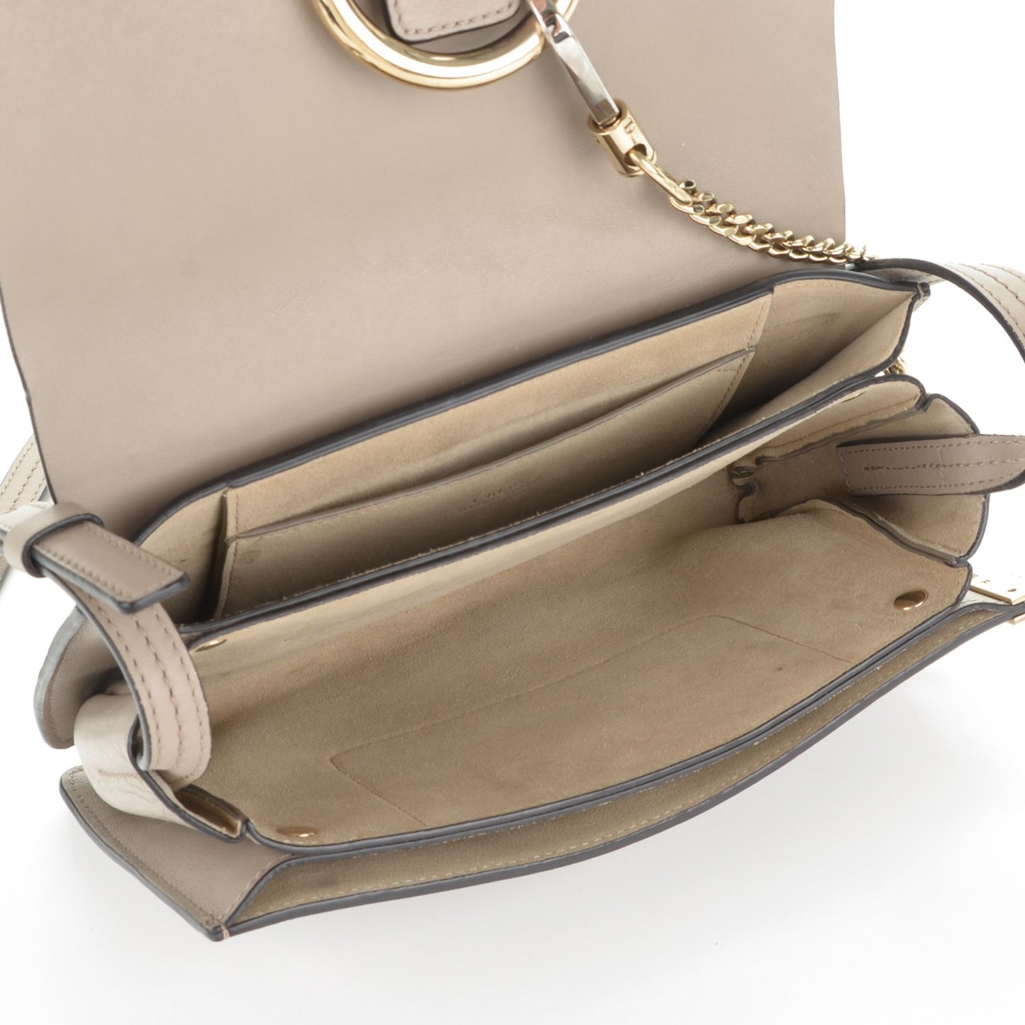 Suede Calfskin Small Faye Shoulder Bag Motty Grey