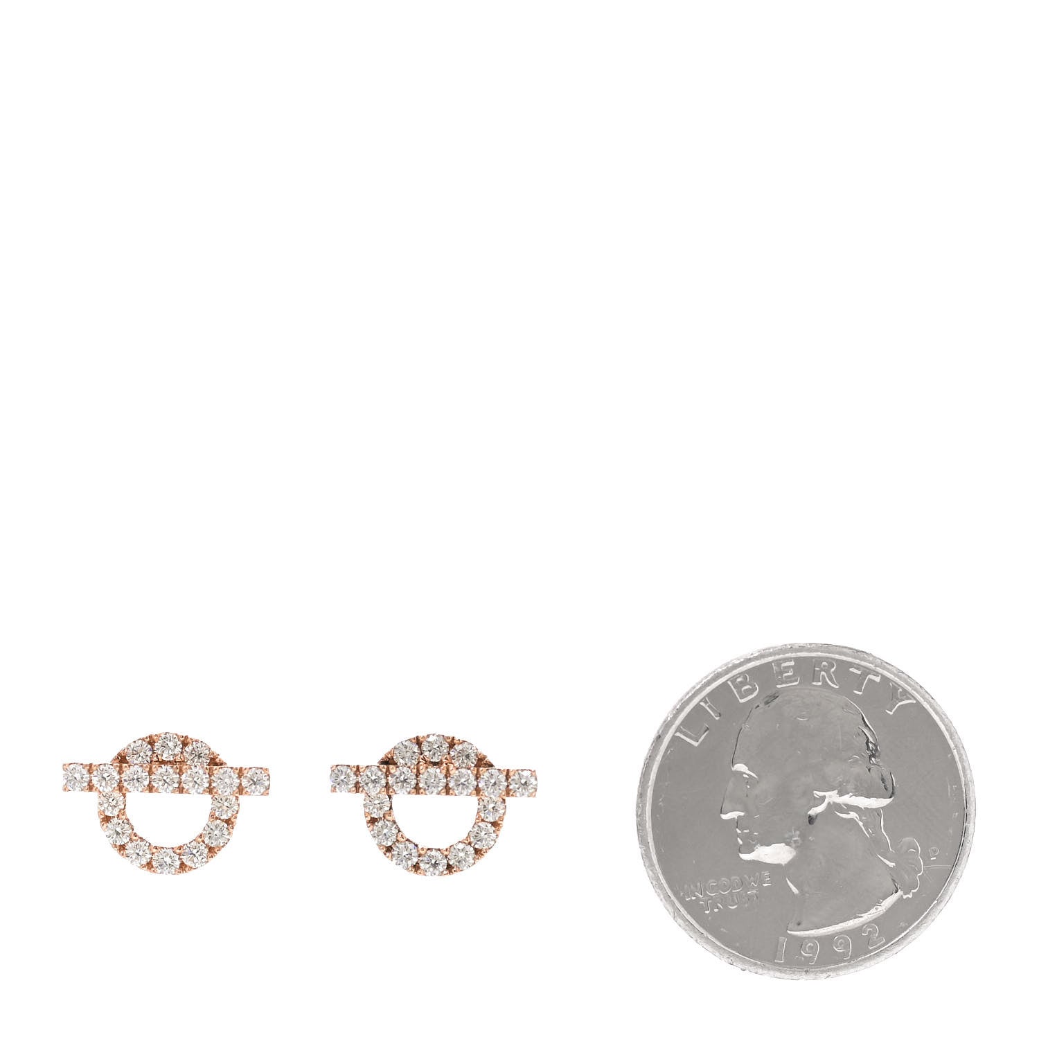 Hermes 18K Rose Gold Diamond Finesse Earrings 2 of 4