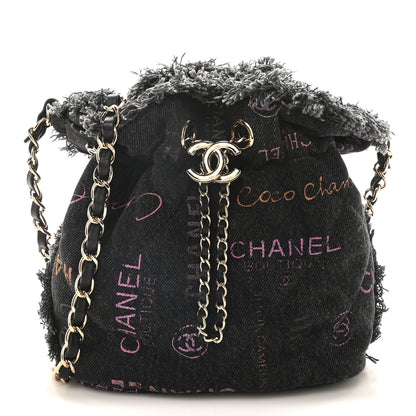 Chanel Denim Quilted Mood Small Bucket With Chain Black Multicolor 1 of 10