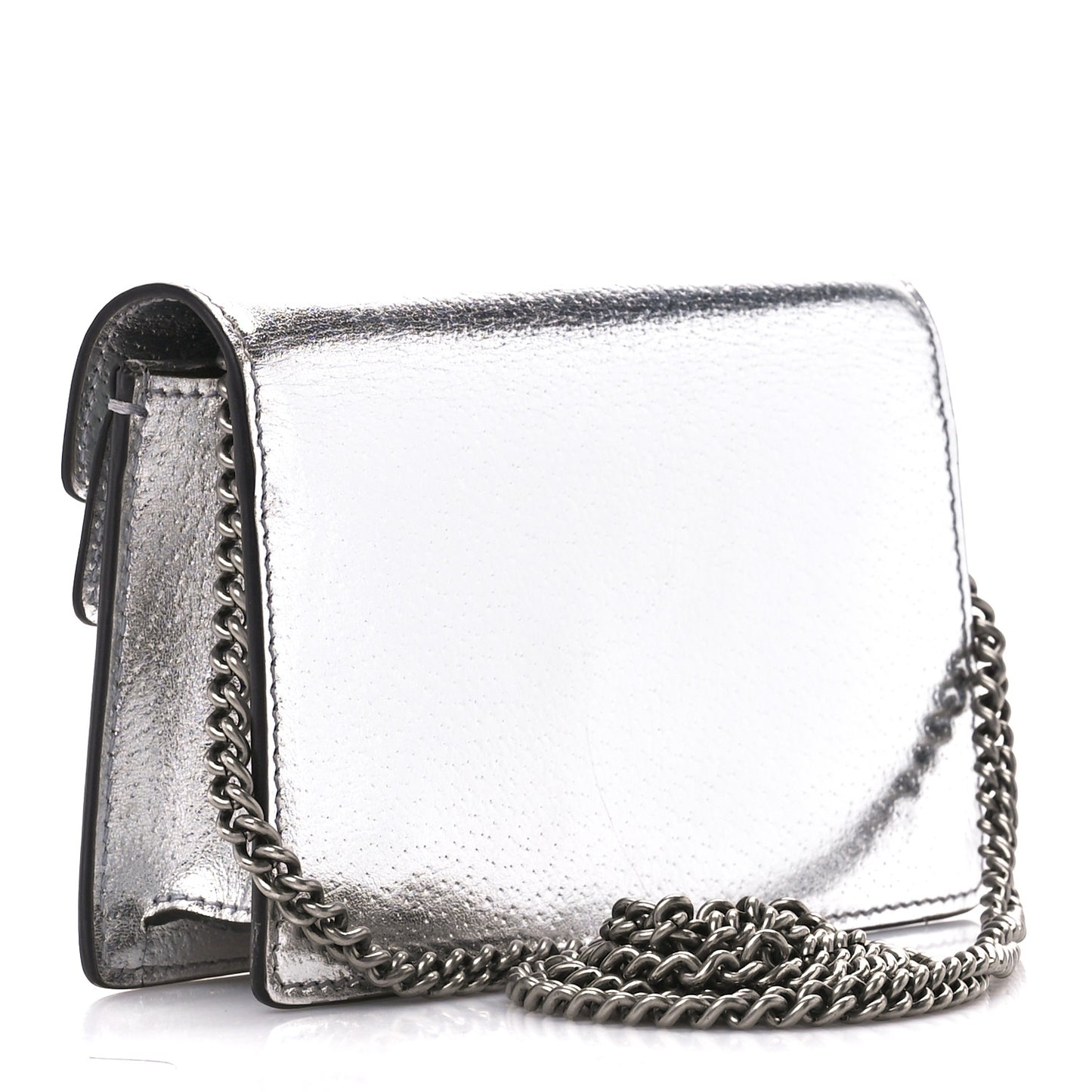 Metallic Calfskin Super Mini Dionysus Shoulder Bag Silver