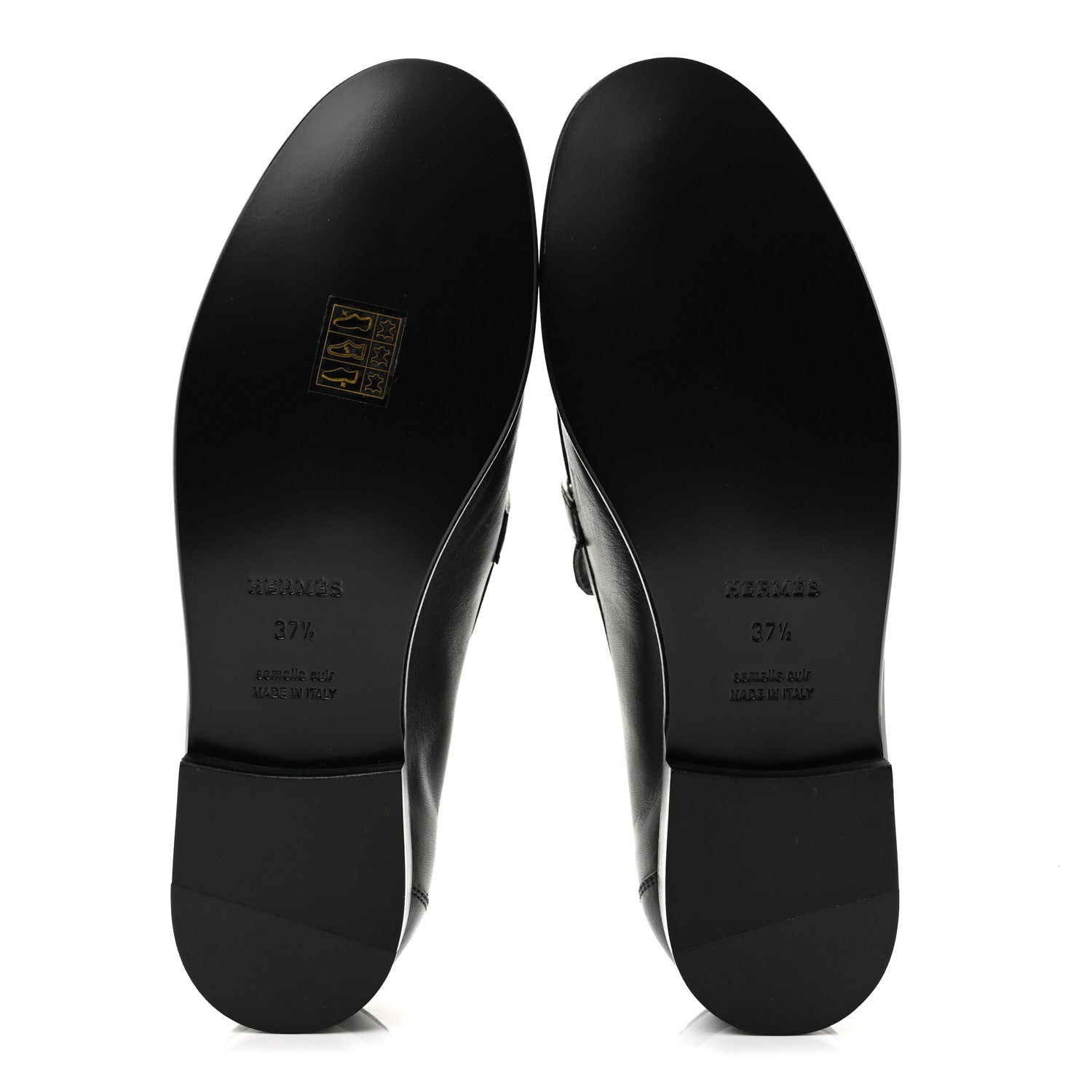 Hermes Calfskin Womens Destin Loafers 37.5 Black 6 of 10