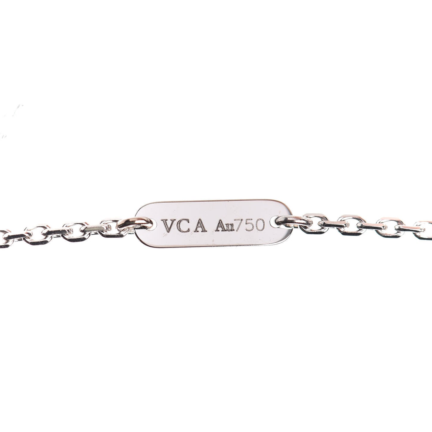 18K White Gold Chalcedony Vintage Alhambra Pendant Necklace