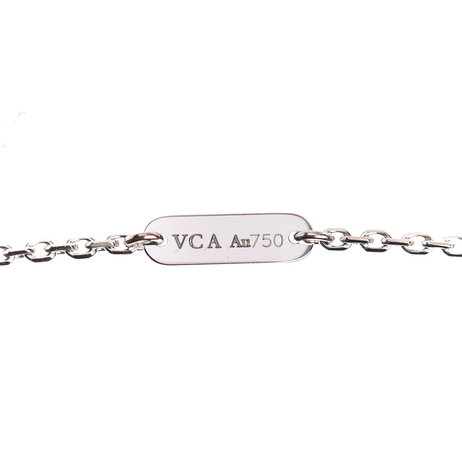 Van Cleef & Arpels 18K White Gold Chalcedony Vintage Alhambra Pendant Necklace 6 of 7