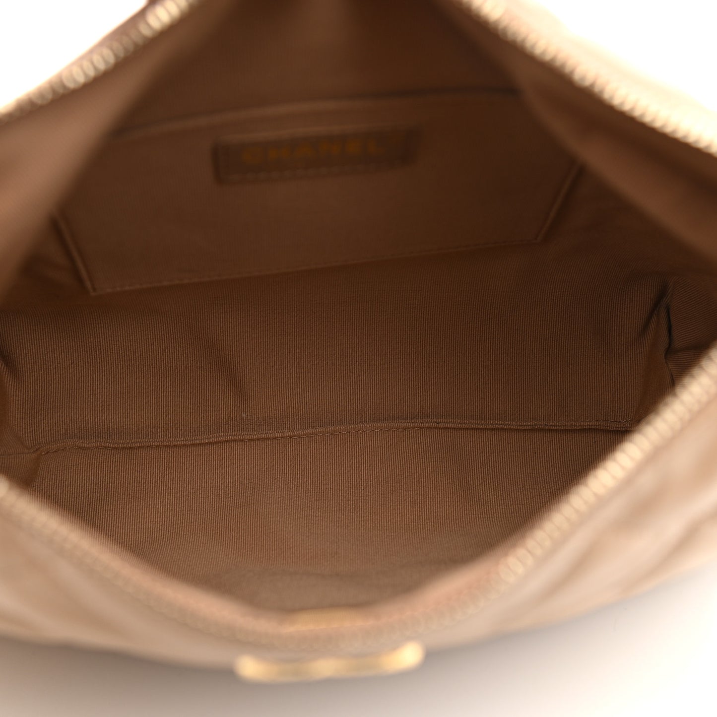 Lambskin Quilted Hobo Beige