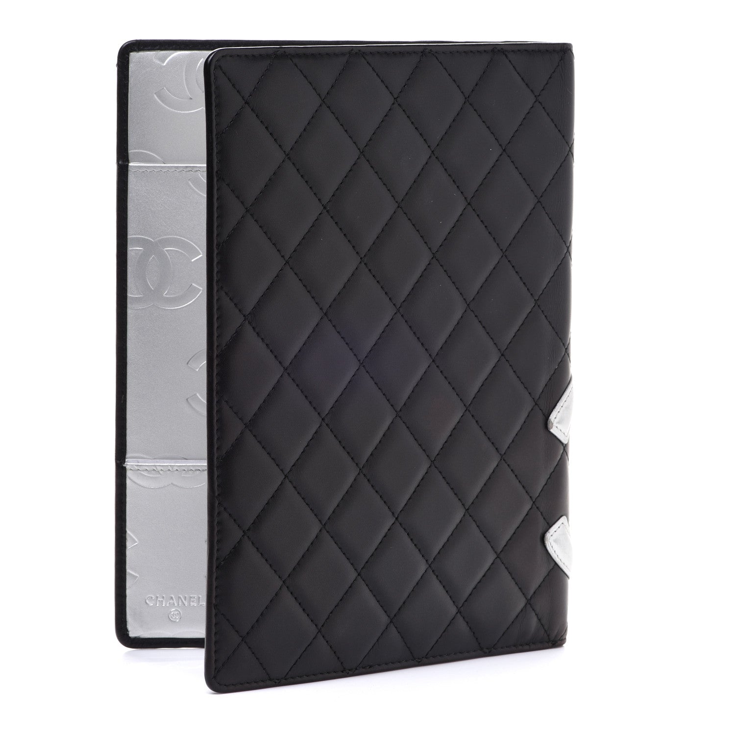 Chanel Calfskin Quilted Large Cambon Agenda Planner Black Silver 3 of 12