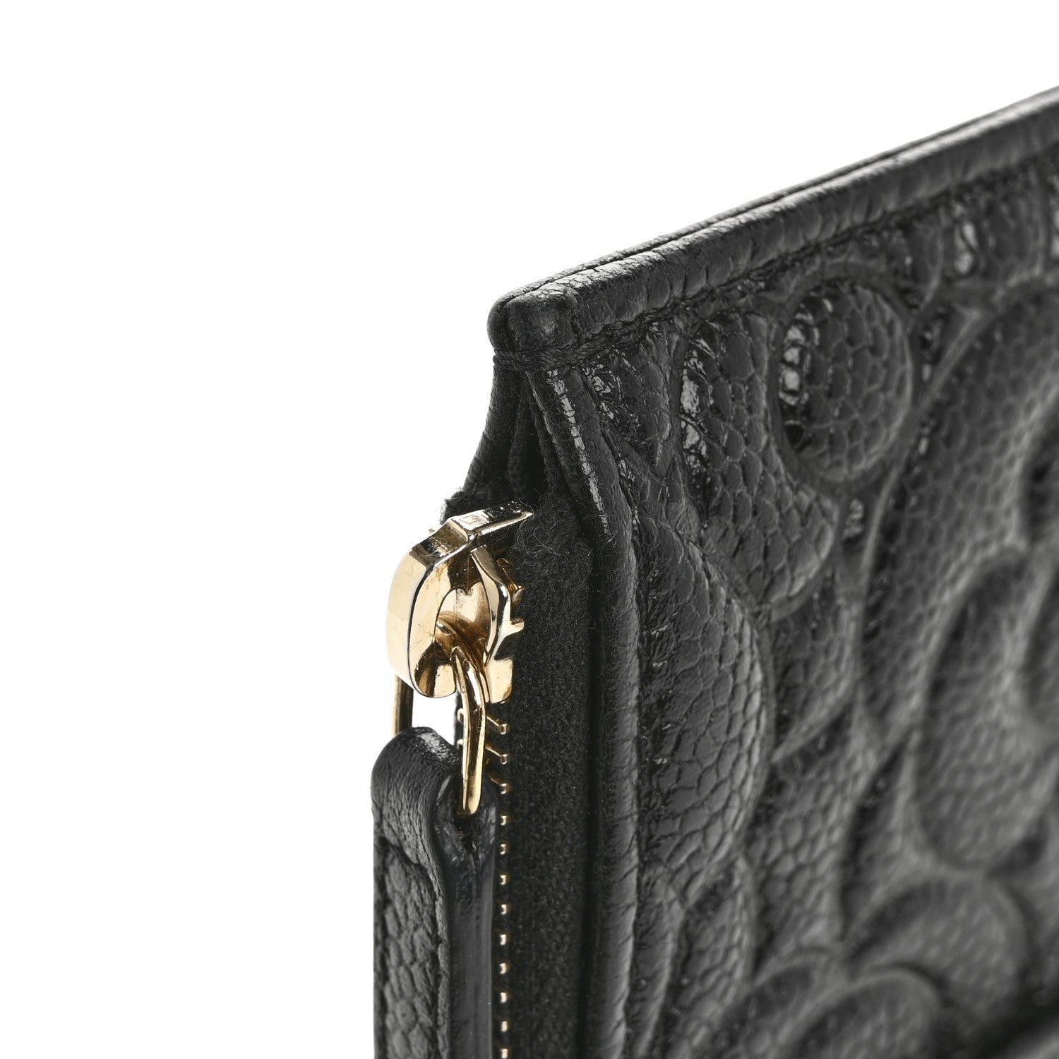 Chanel Caviar Camellia Embossed Classic Flat Wallet Pouch Black 9 of 12