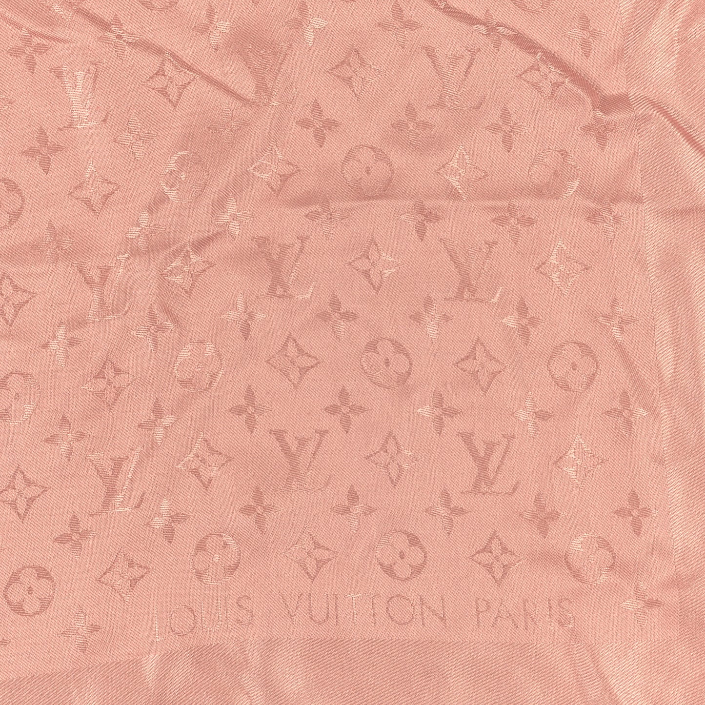 Silk Wool Monogram Shawl Rose