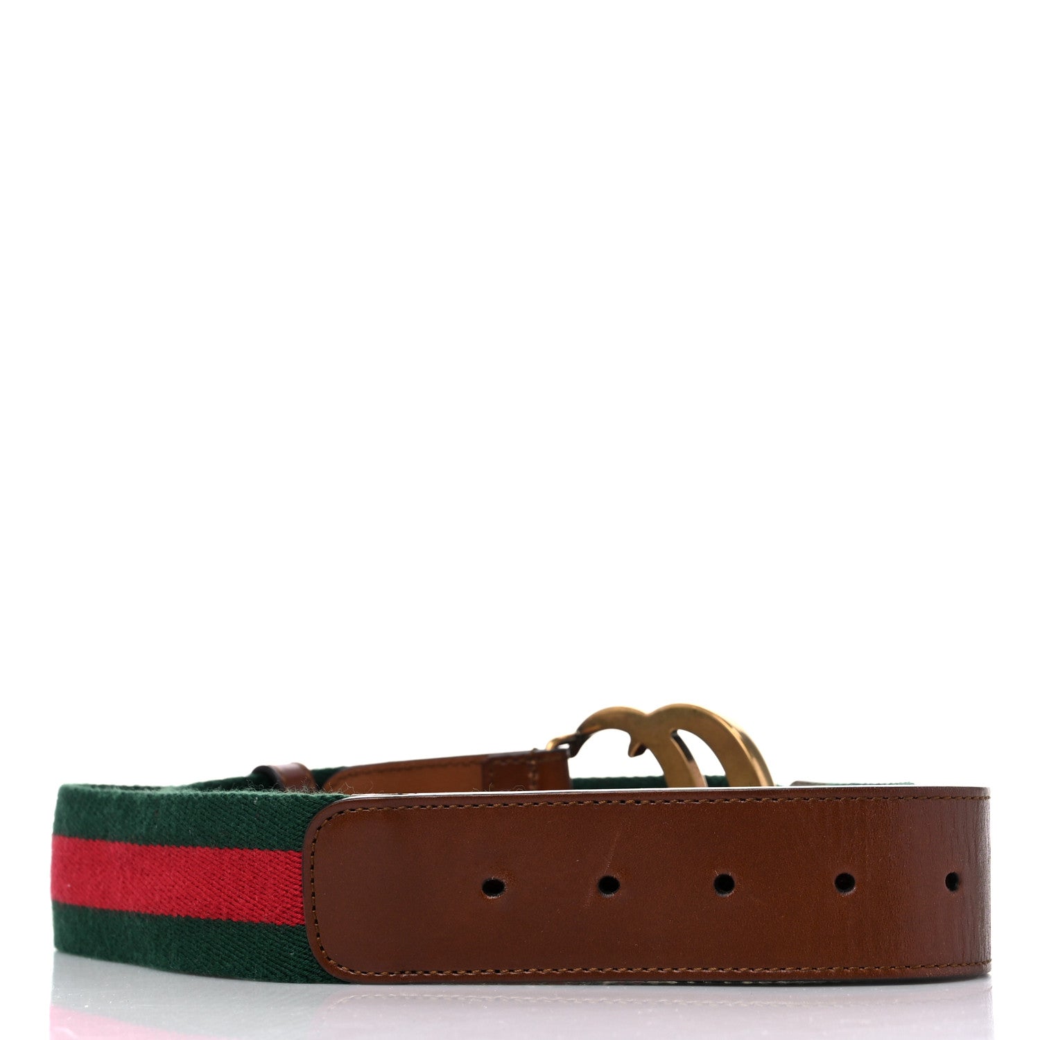 Gucci Nylon Calfskin Double G Web 40mm Belt 100 40 Green Red Cuir 2 of 6