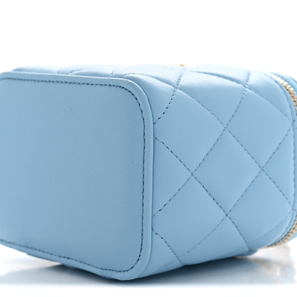 Chanel Lambskin Quilted Pearl Crush Mini Vanity Case With Chain Light Blue 10 of 11
