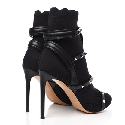 Valentino Garavani Knit Nappa Rockstud Bodytech 105mm Ankle Boots 41 Black 4 of 7