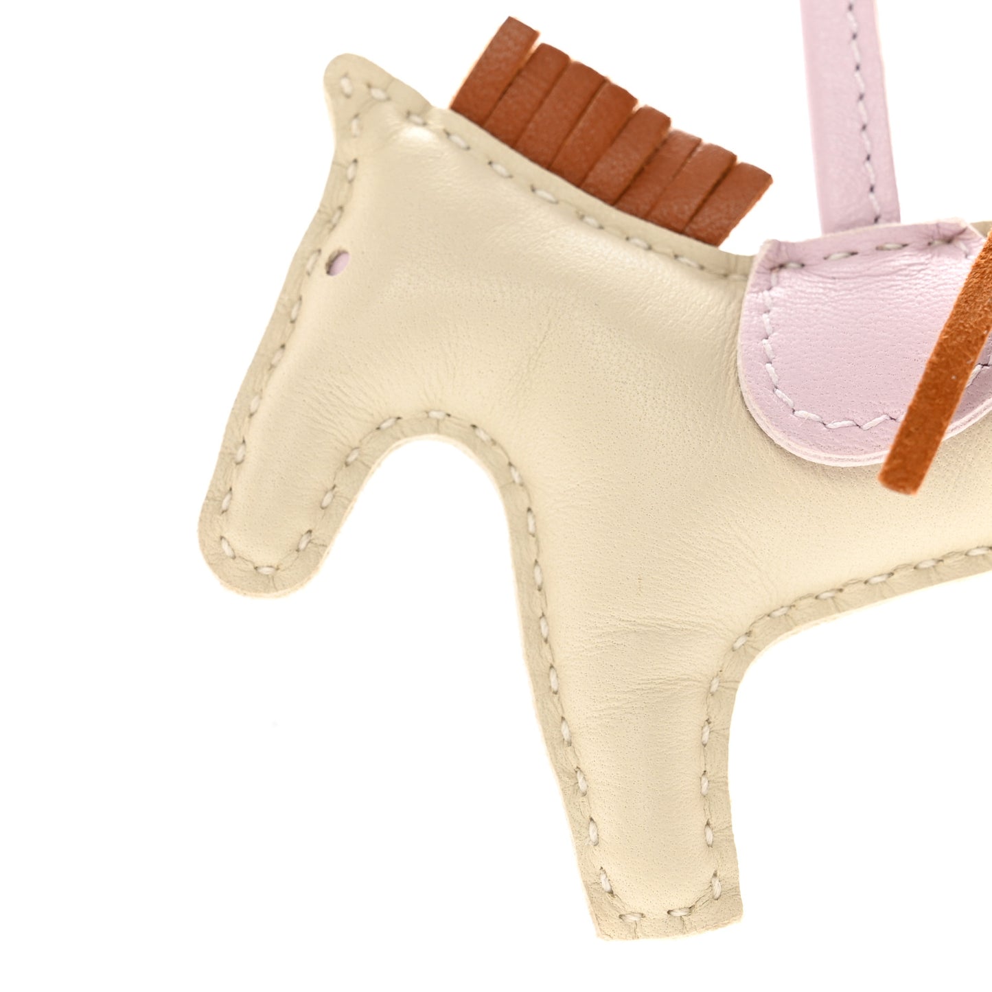 Milo Lambskin Grigri Rodeo Horse Bag Charm PM Craie Gold Mauve Pale