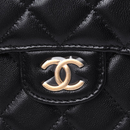 Chanel Lambskin Quilted Top Handle Flap Coin Purse With Chain Black 11 of 12