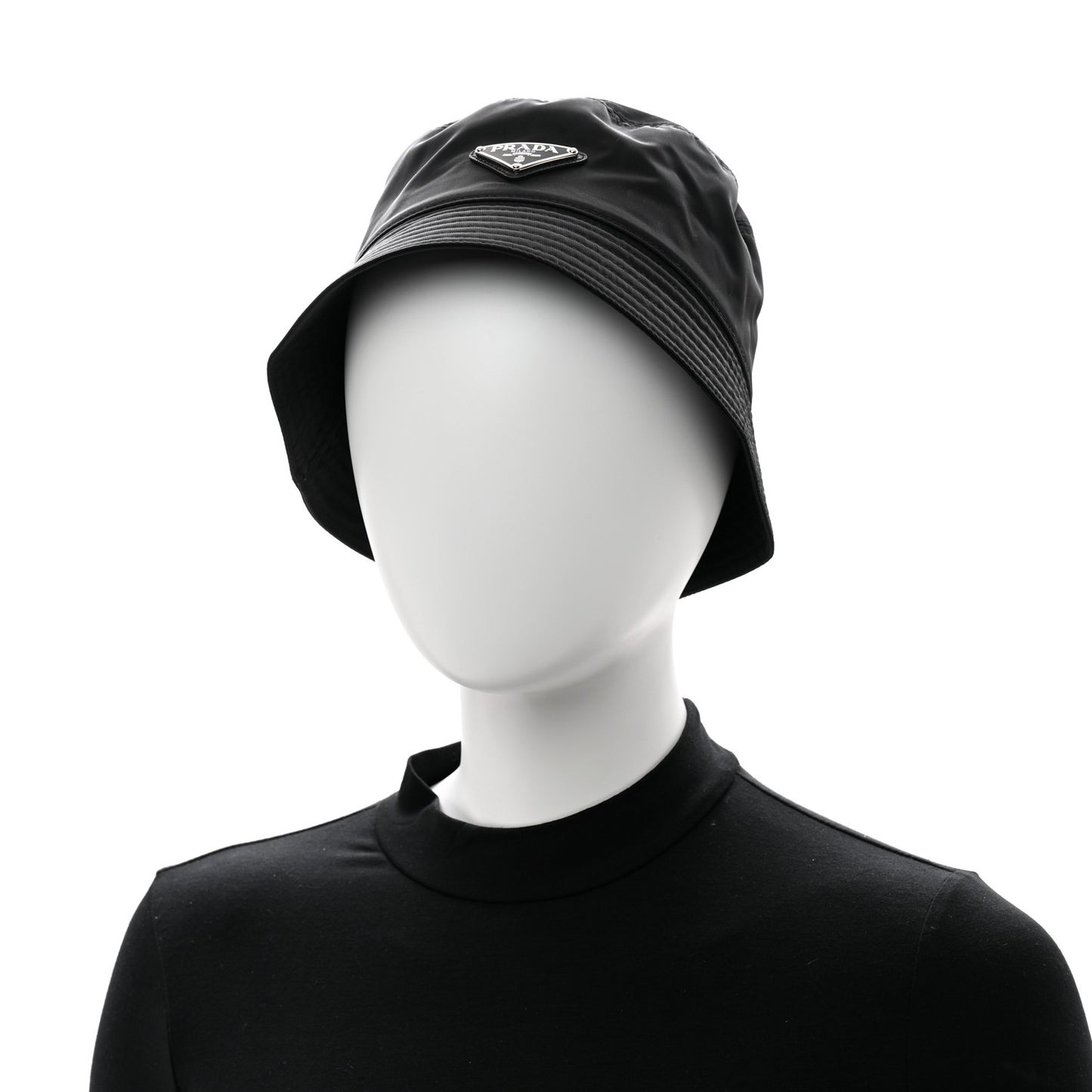 Re-Nylon Metal Triangle Logo Womens Bucket Hat S Black