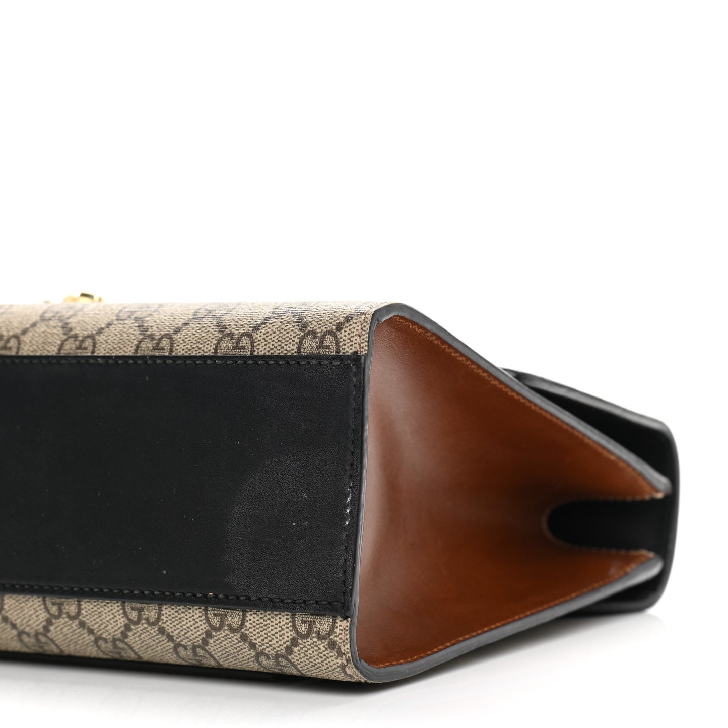 GG Supreme Monogram Calfskin Medium Padlock Shoulder Bag Beige Black Cuir