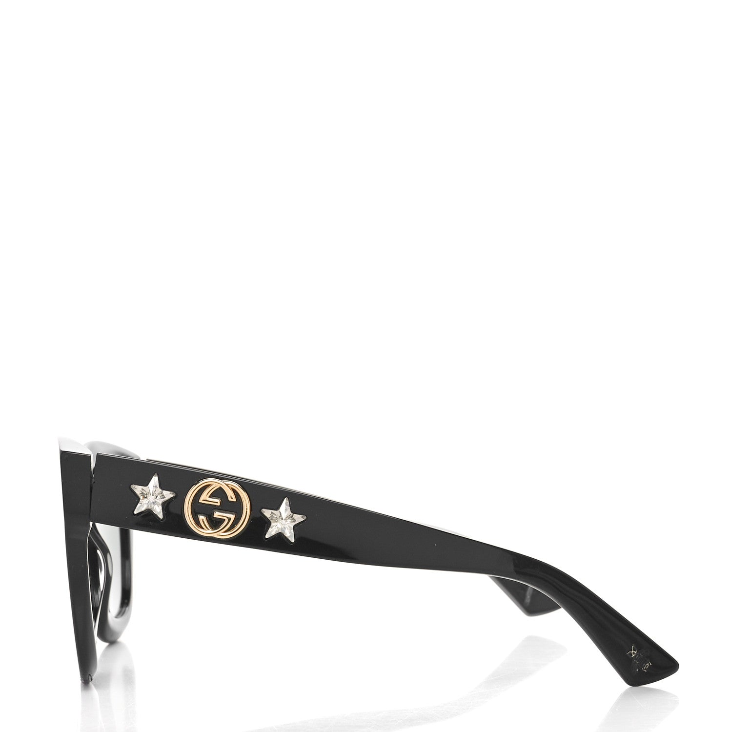 Gucci Acetate Crystal Star Round Frame Sunglasses GG0208S Black 3 of 7
