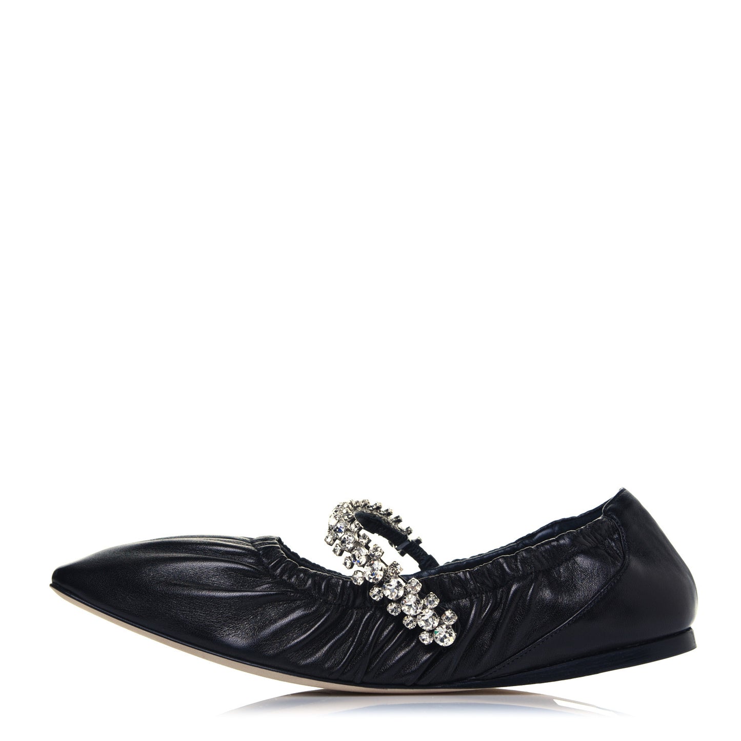 Lambskin Crystal Gai Flats 39 Black