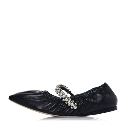 Jimmy Choo Lambskin Crystal Gai Flats 39 Black 2 of 16