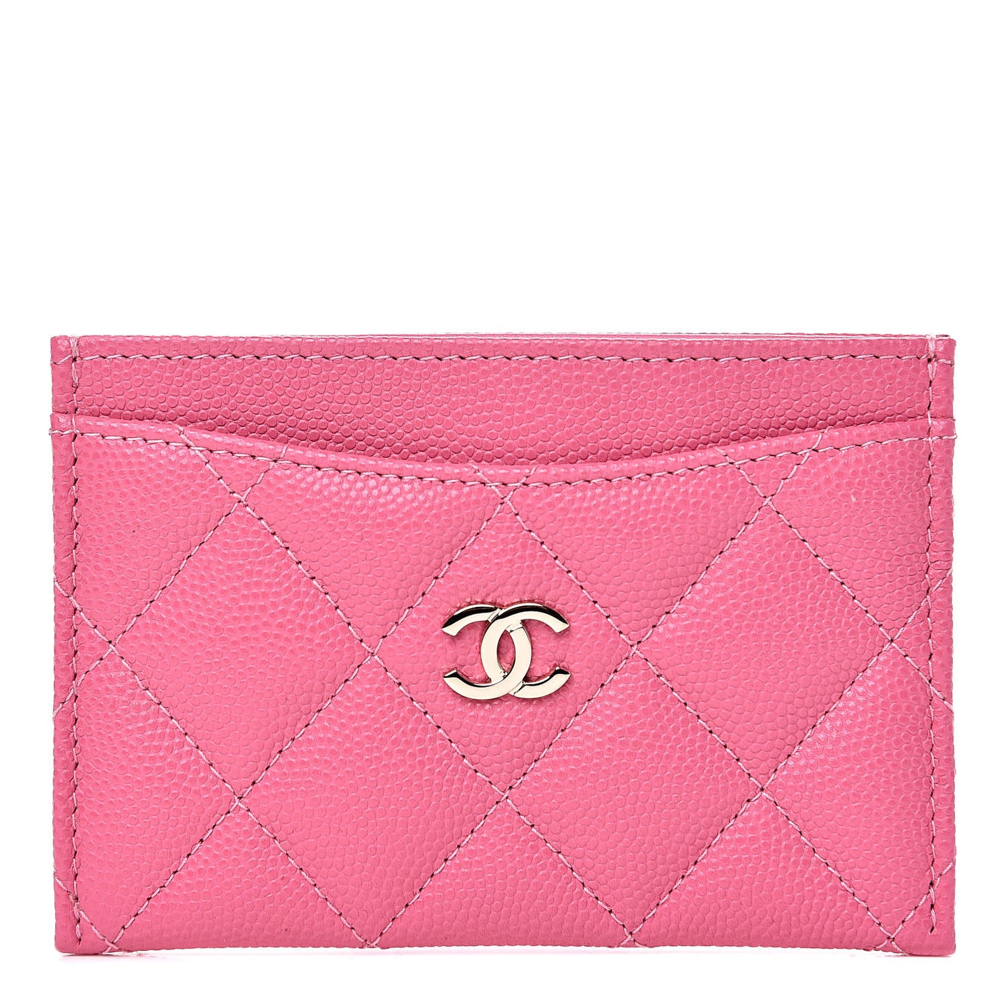 Caviar Quilted Card Holder Pink