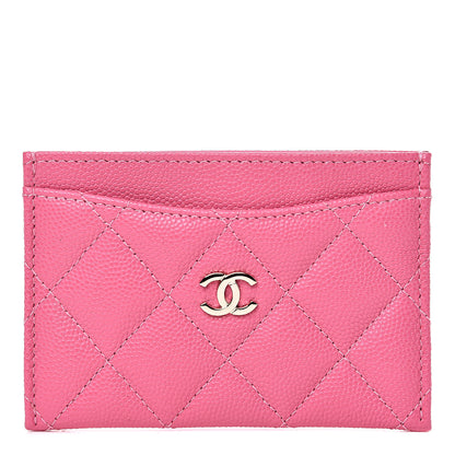 Chanel Caviar Quilted Card Holder Pink 1 of 9