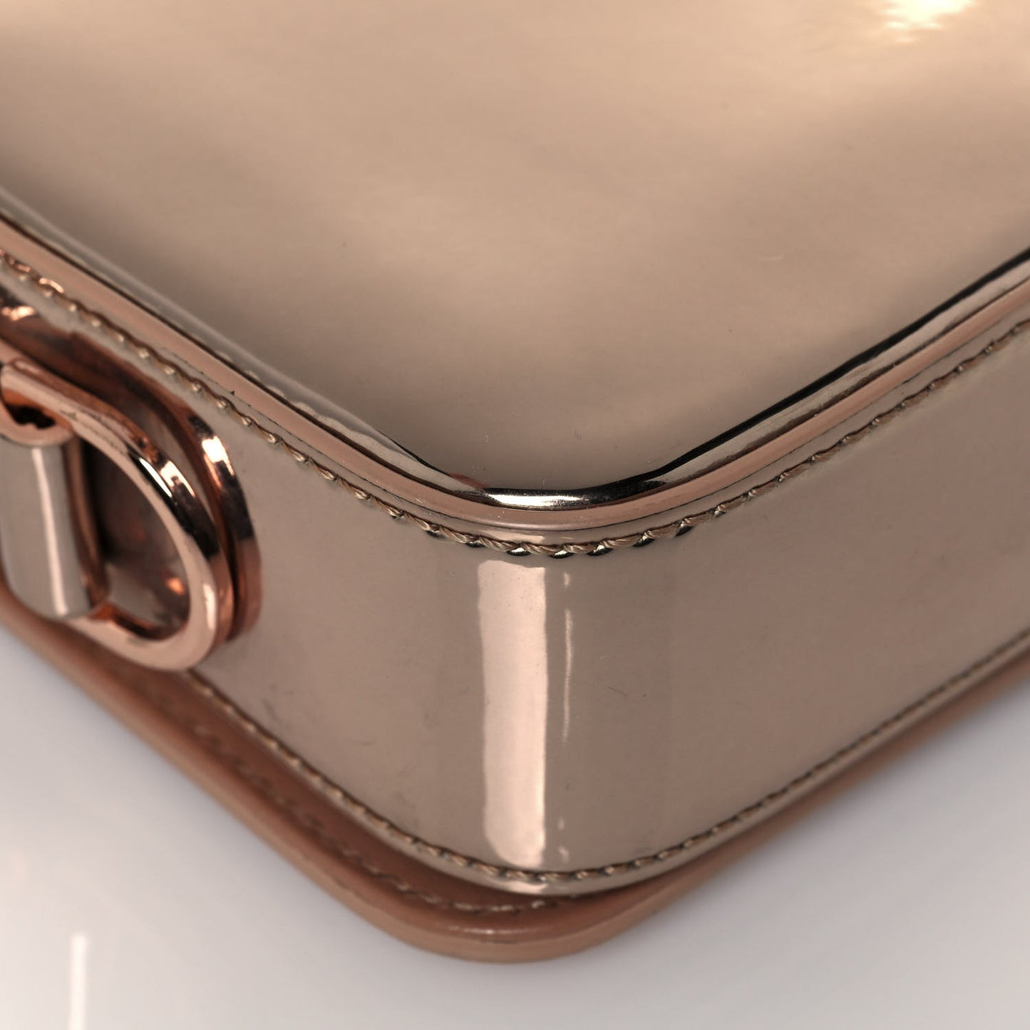Patent Mirror Binder Clip Bag Rose Gold