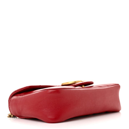 Gucci Calfskin Matelasse Super Mini GG Marmont Shoulder Bag Hibiscus Red 4 of 12