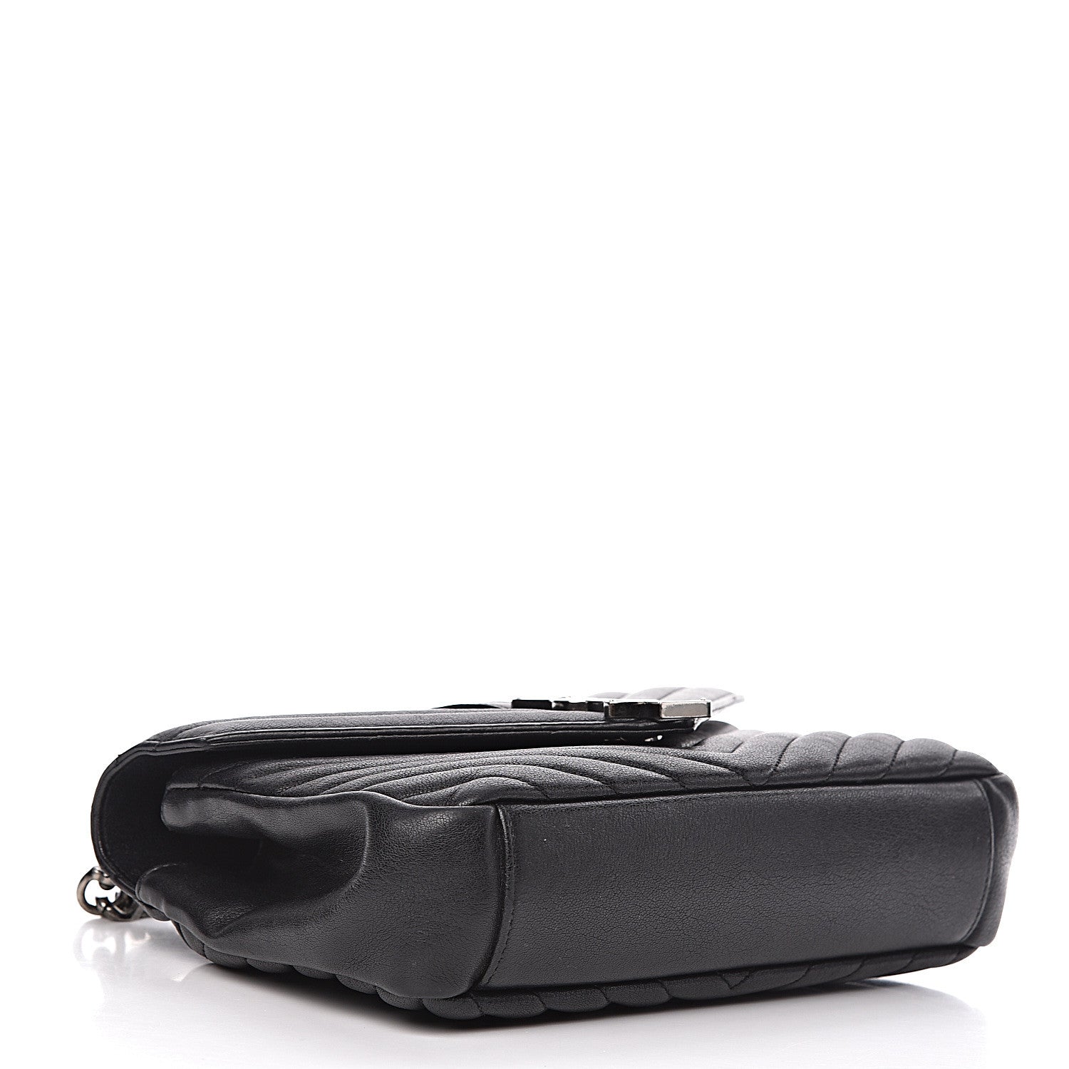 Saint Laurent Sheepskin Matelasse Chevron Monogram Medium College Bag Black 4 of 15