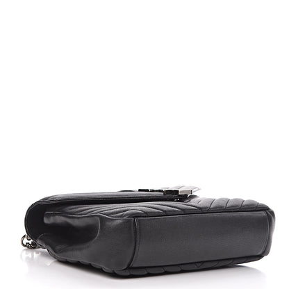 Saint Laurent Sheepskin Matelasse Chevron Monogram Medium College Bag Black 4 of 15