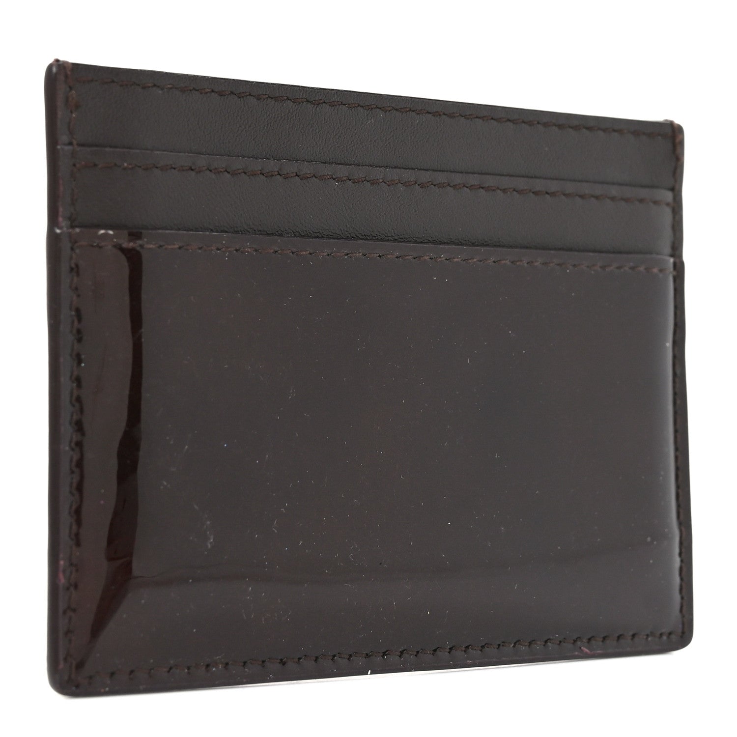 Saint Laurent Patent Calfskin Monogram Credit Card Case Spicy Chocolate 3 of 6