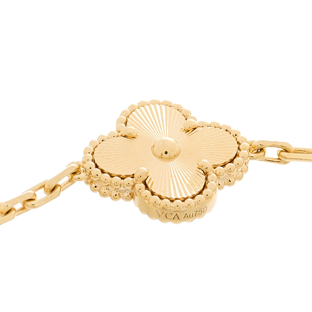 Van Cleef & Arpels 18K Yellow Gold 5 Motifs Guilloche Vintage Alhambra Bracelet 3 of 4