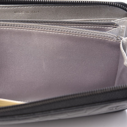 Chanel Lambskin Camellia Embossed Large Zip Around Gusset Wallet Black 9 of 13