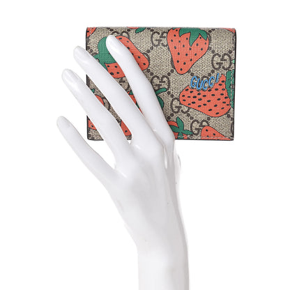 Gucci GG Supreme Monogram Strawberry Card Case 2 of 11