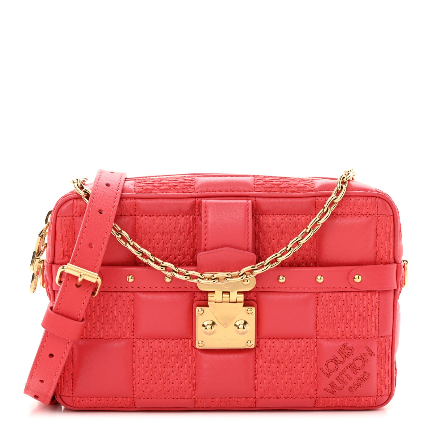 Lambskin Damier Quilt Troca PM Rose