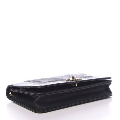 Chanel Caviar Sheepskin Chevron Quilted Vintage Mademoiselle Wallet On Chain WOC Black 4 of 17
