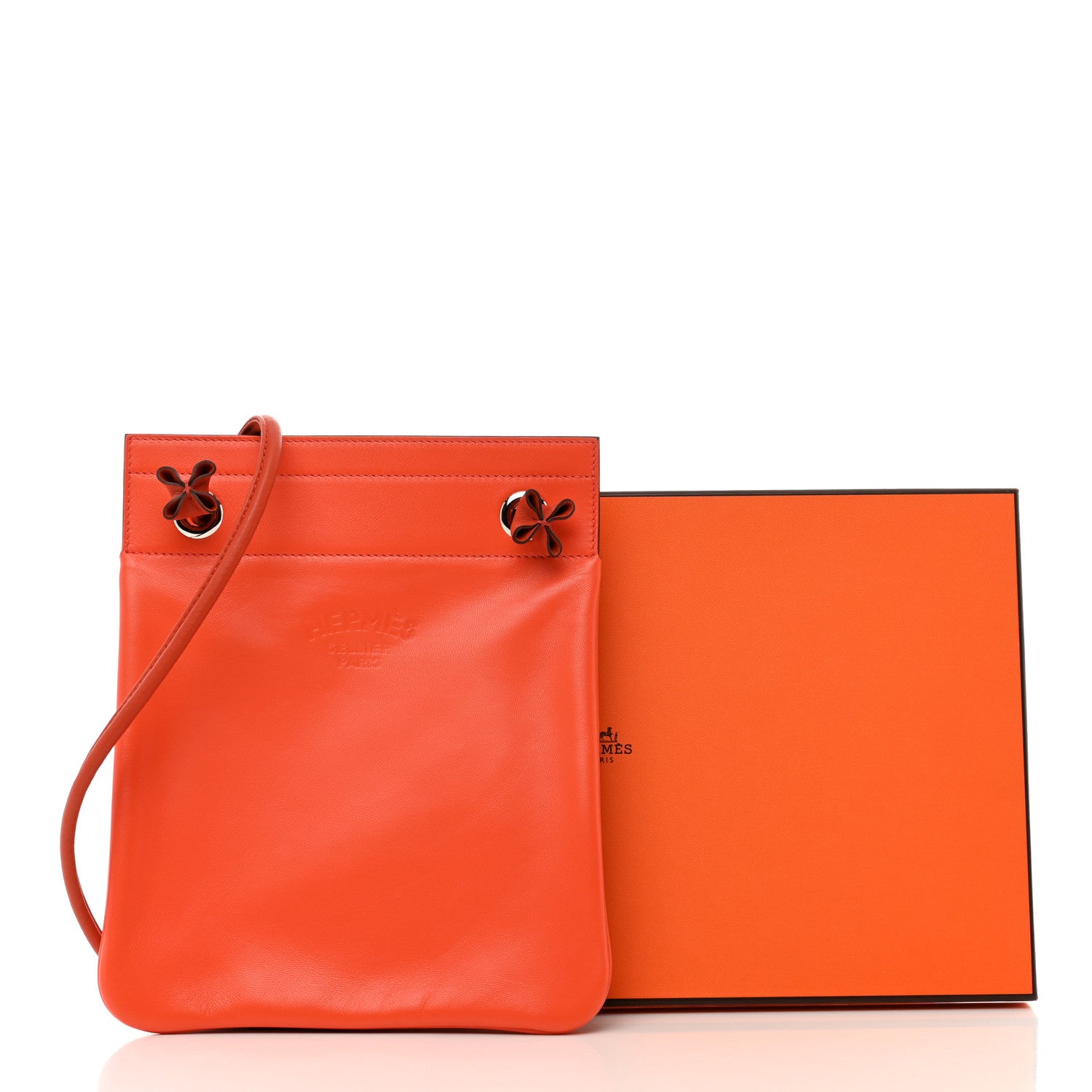 Hermes Milo Lambskin Swift Bi-Color Mini Aline Orange Poppy Terre Battue 6 of 6