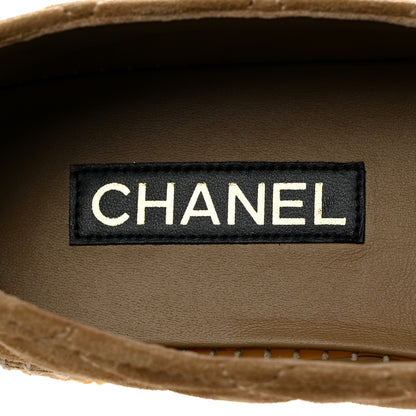 Chanel Suede Quilted CC Espadrilles 40 Beige Black 6 of 9