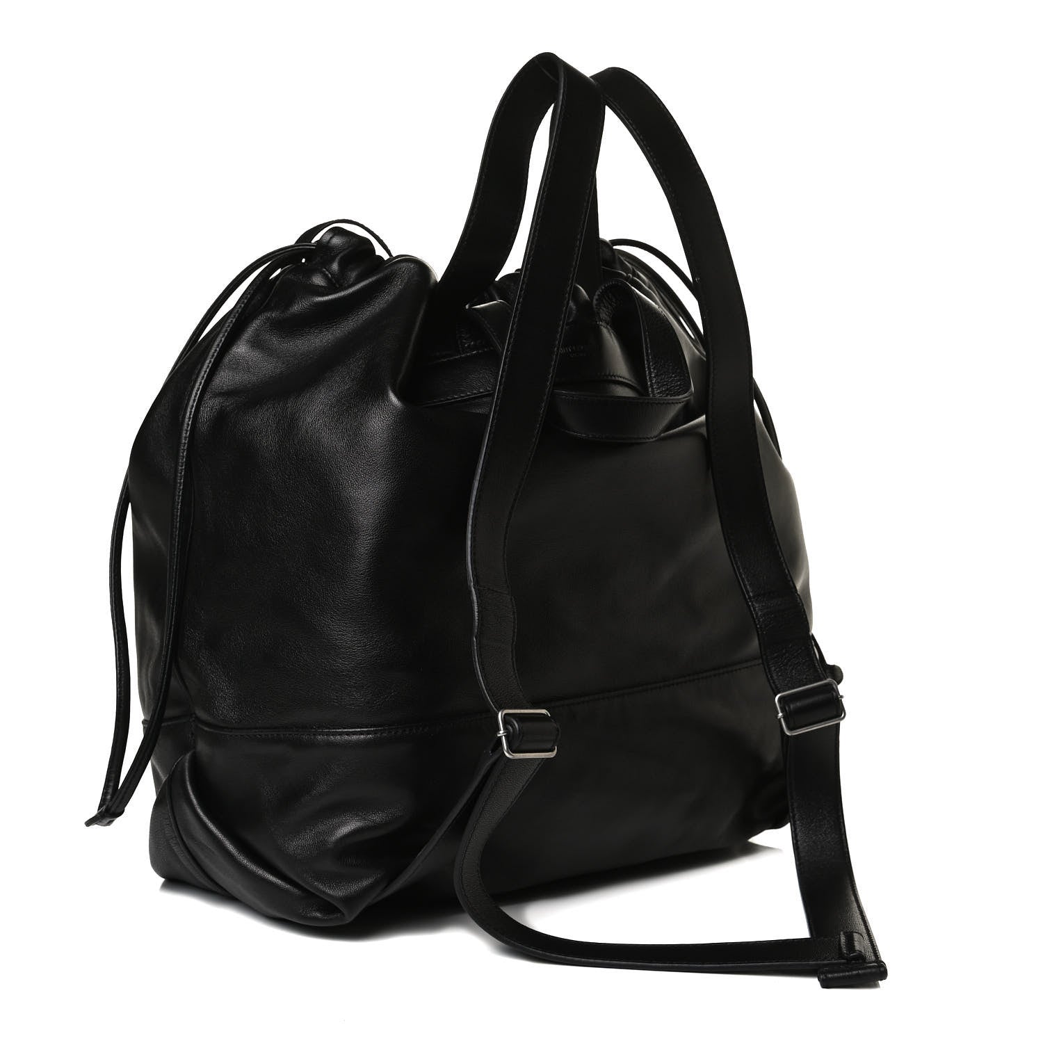 Saint Laurent Lambskin Drawstring Backpack Black 2 of 14