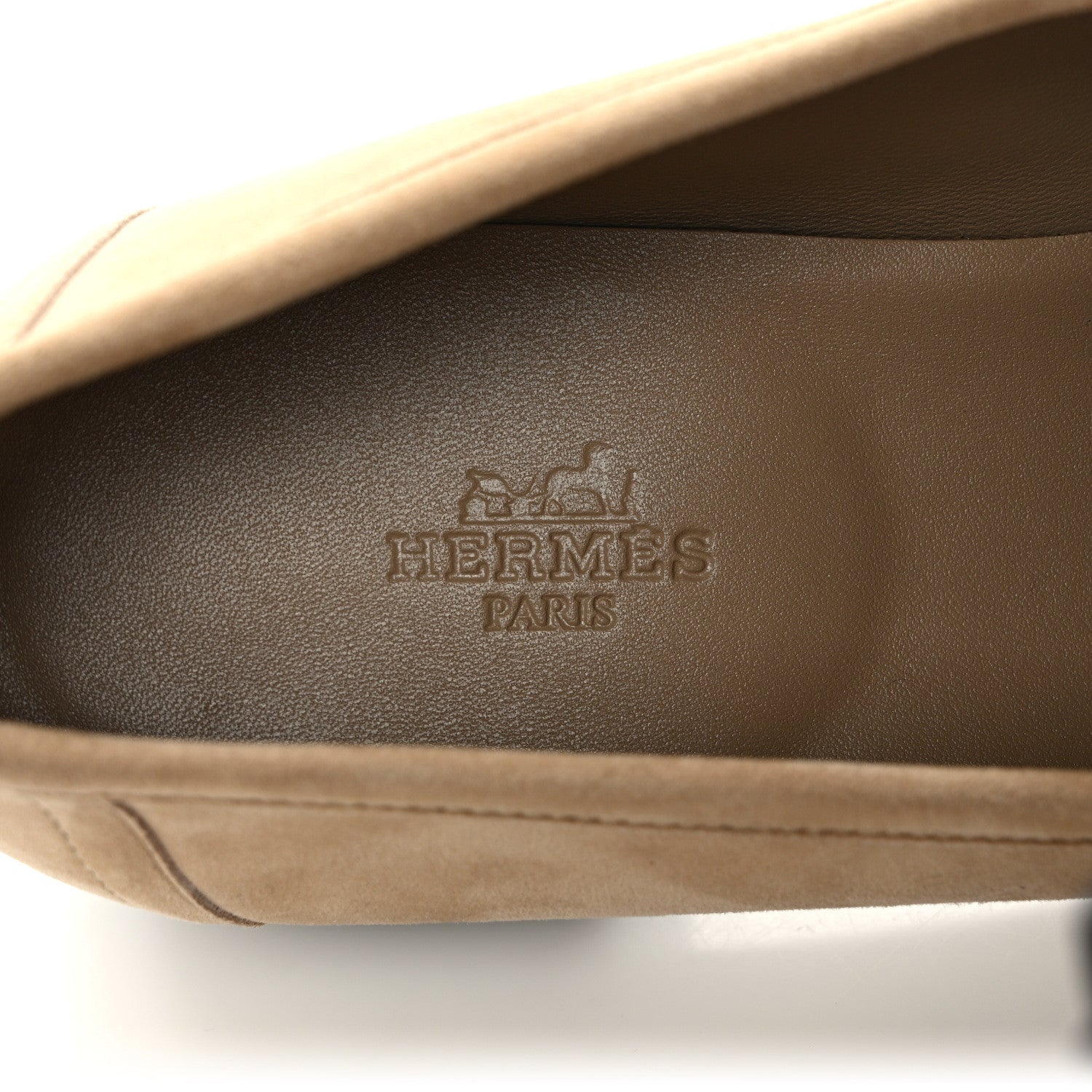 Hermes Suede Goatskin Paris Loafers 39.5 Beige Argile 7 of 9