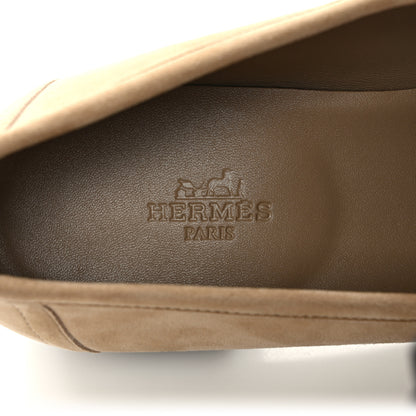 Hermes Suede Goatskin Paris Loafers 39.5 Beige Argile 7 of 9