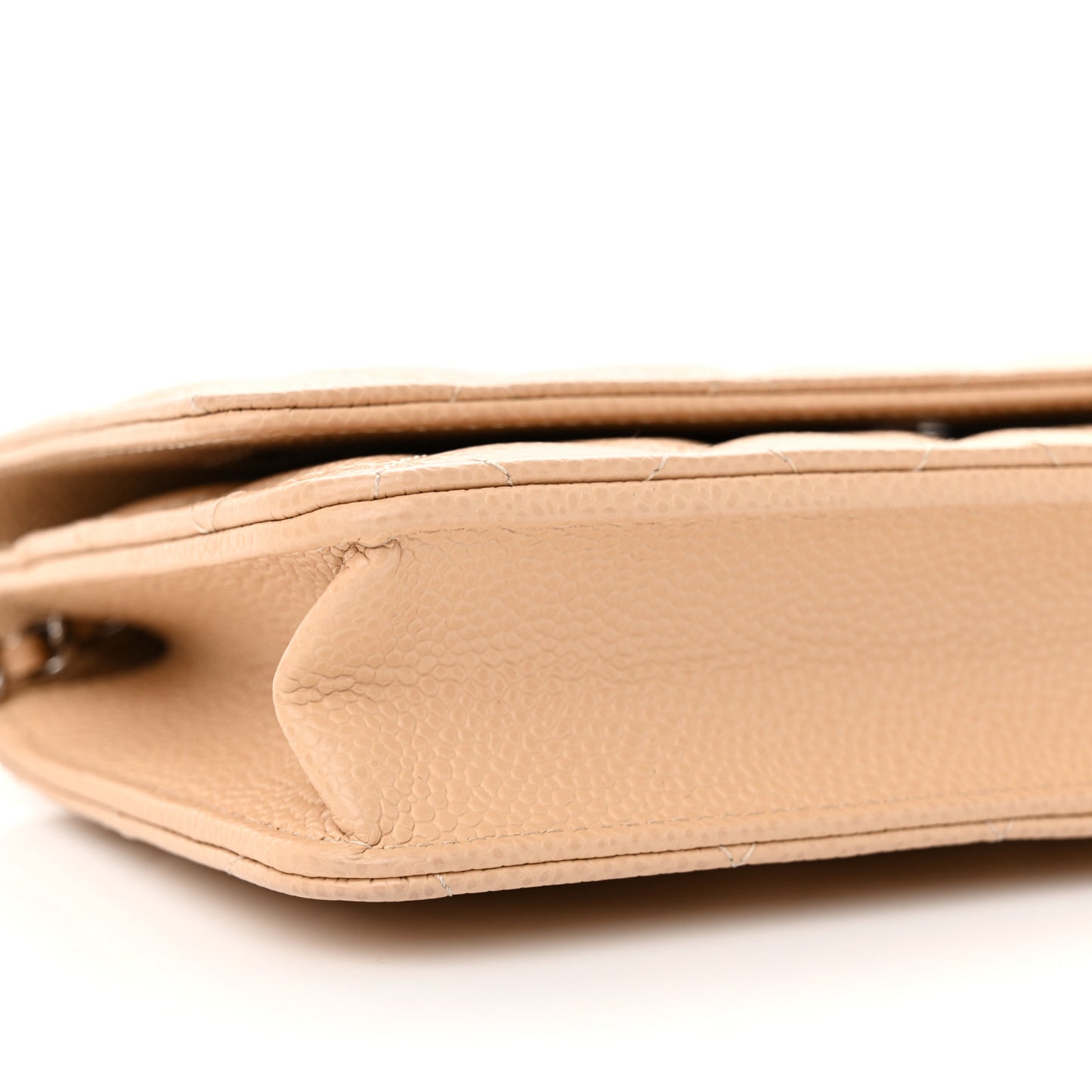 Caviar Quilted Wallet on Chain WOC Beige