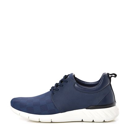 Louis Vuitton Rubber Mesh Suede Damier Fastlane Low Sneakers 8 Blue 1 of 7