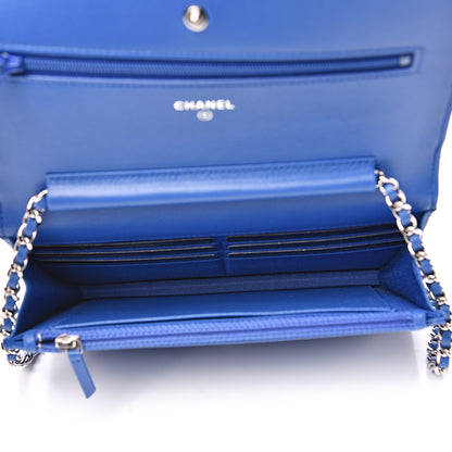 Chanel Lambskin Quilted Wallet On Chain WOC Blue 4 of 12