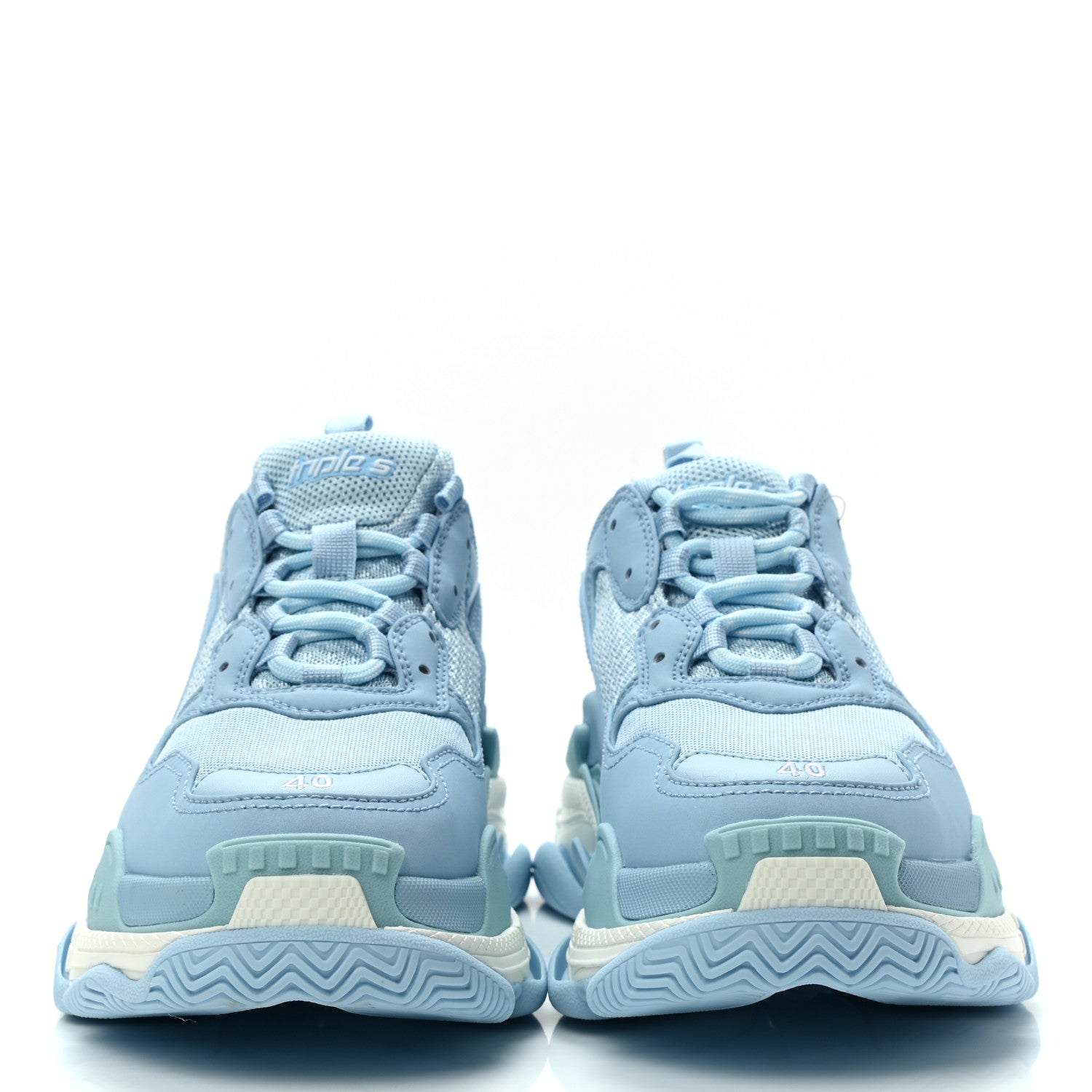 Balenciaga Fabric Mesh Womens Triple S Sneakers 40 Light Blue White 2 of 8