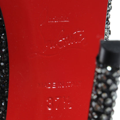 Christian Louboutin Suede Crystal Sexy Strass 100 Peep Toe Pumps 37.5 Black Diamond 6 of 6